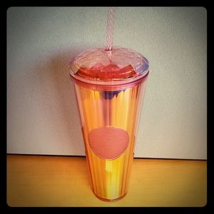 Orange iridescent dome starbucks cup